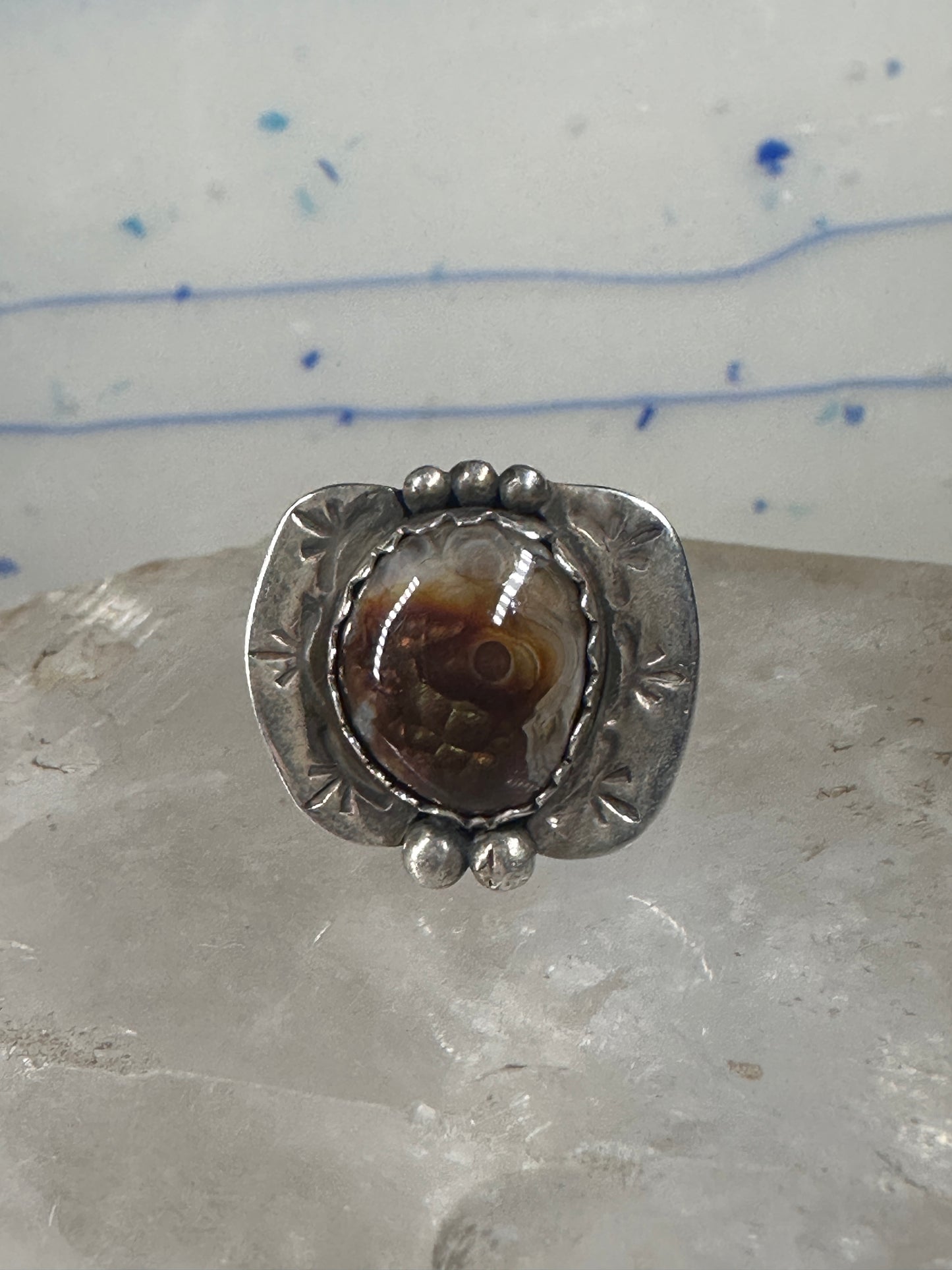 Fire Agate ring Navajo tribal sterling silver size 6.25 women