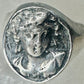 Classical face ring Art Deco figurative size 9 sterling silver women