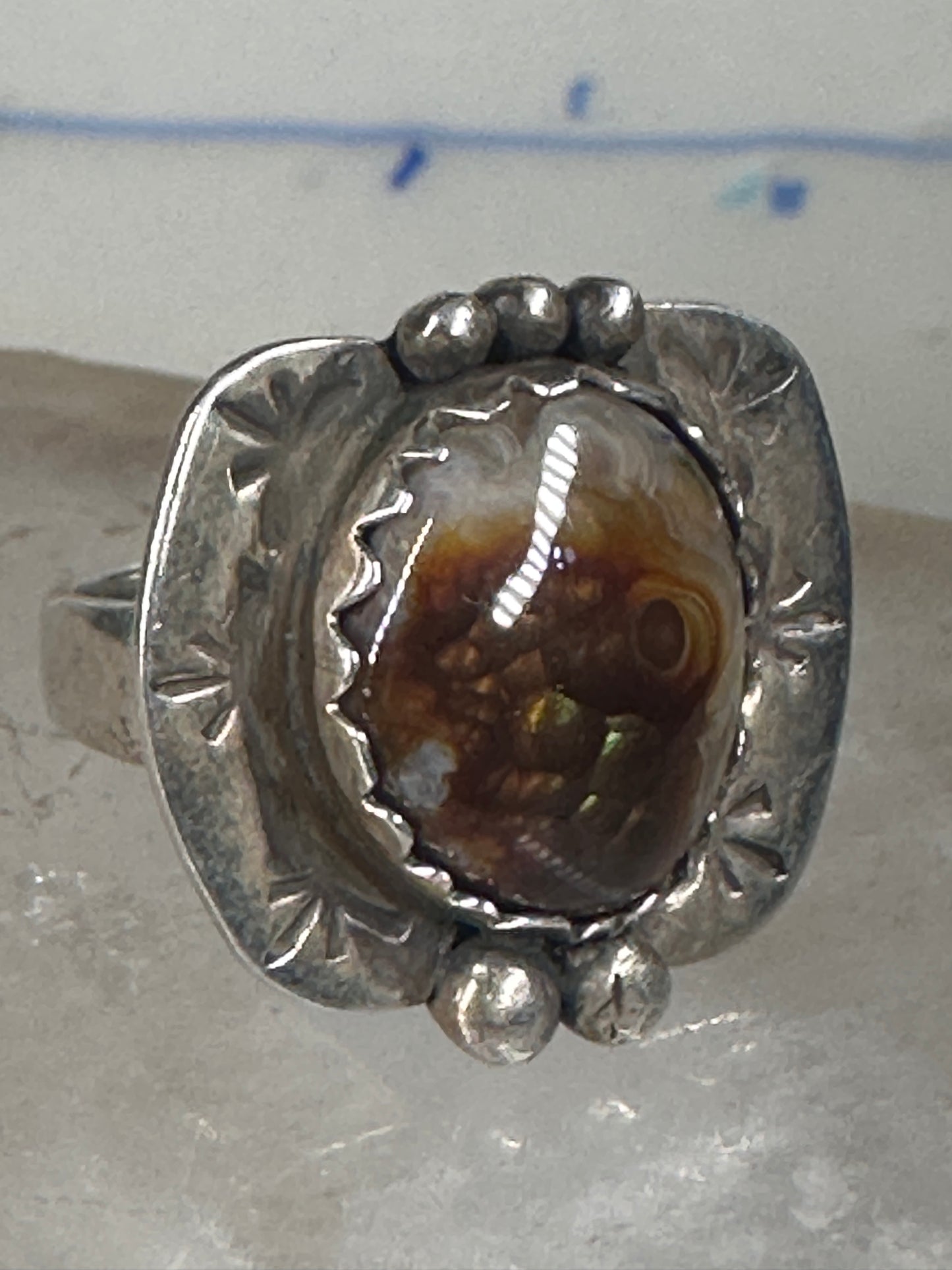 Fire Agate ring Navajo tribal sterling silver size 6.25 women