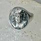Classical face ring Art Deco figurative size 9 sterling silver women