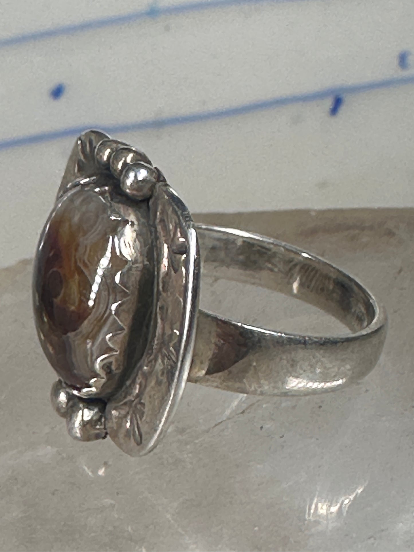 Fire Agate ring Navajo tribal sterling silver size 6.25 women