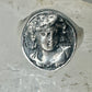 Classical face ring Art Deco figurative size 9 sterling silver women