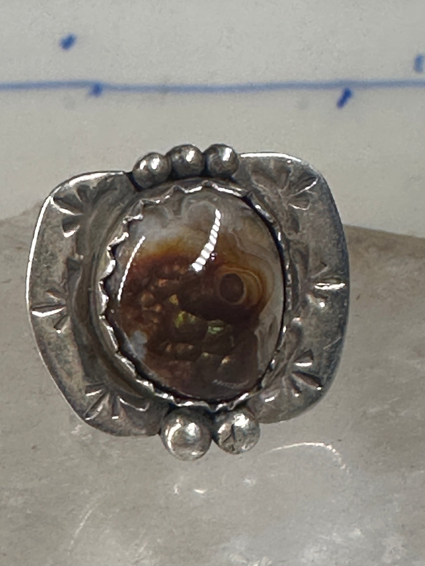 Fire Agate ring Navajo tribal sterling silver size 6.25 women