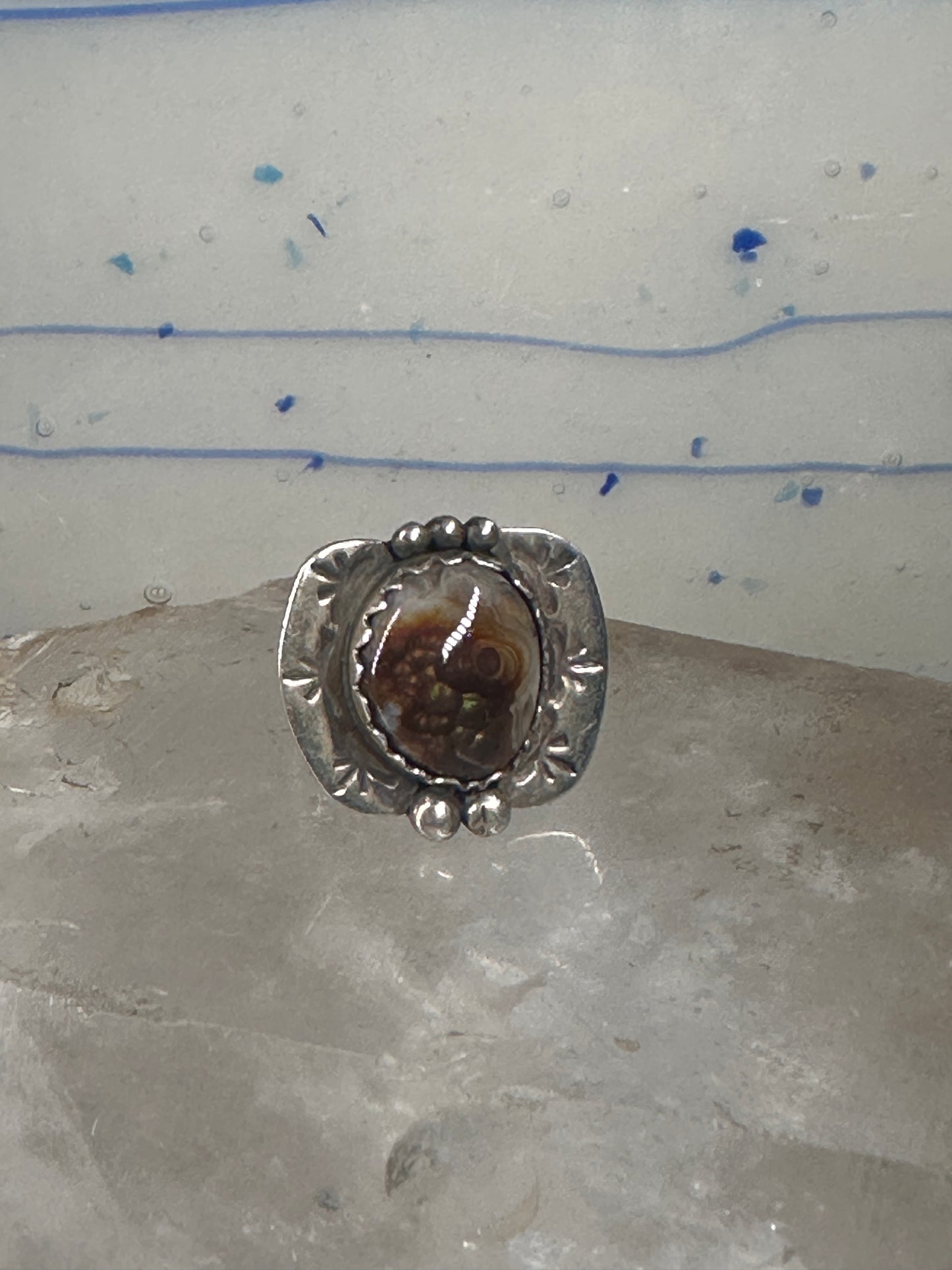 Fire Agate ring Navajo tribal sterling silver size 6.25 women