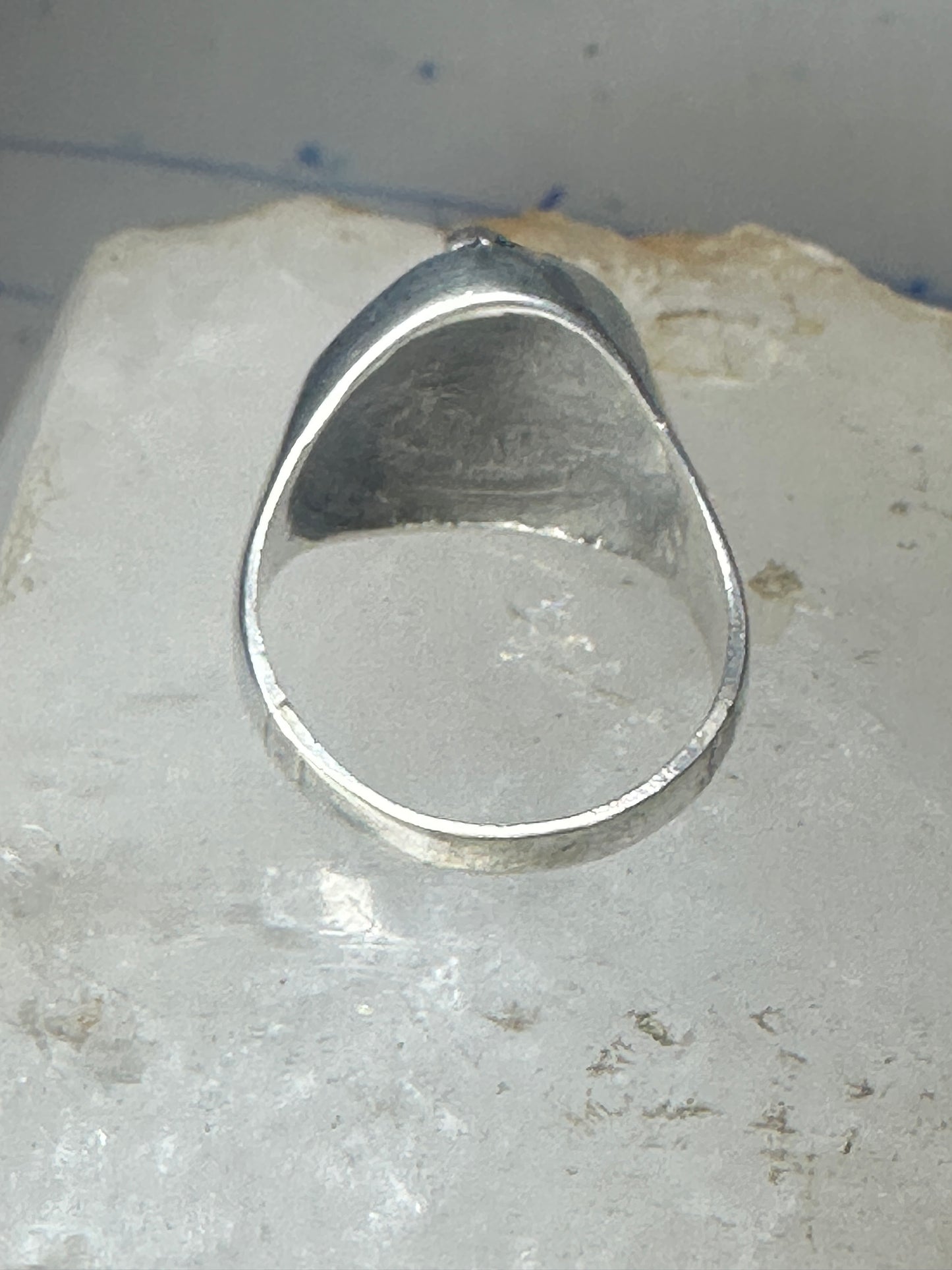 Classical face ring Art Deco figurative size 9 sterling silver women