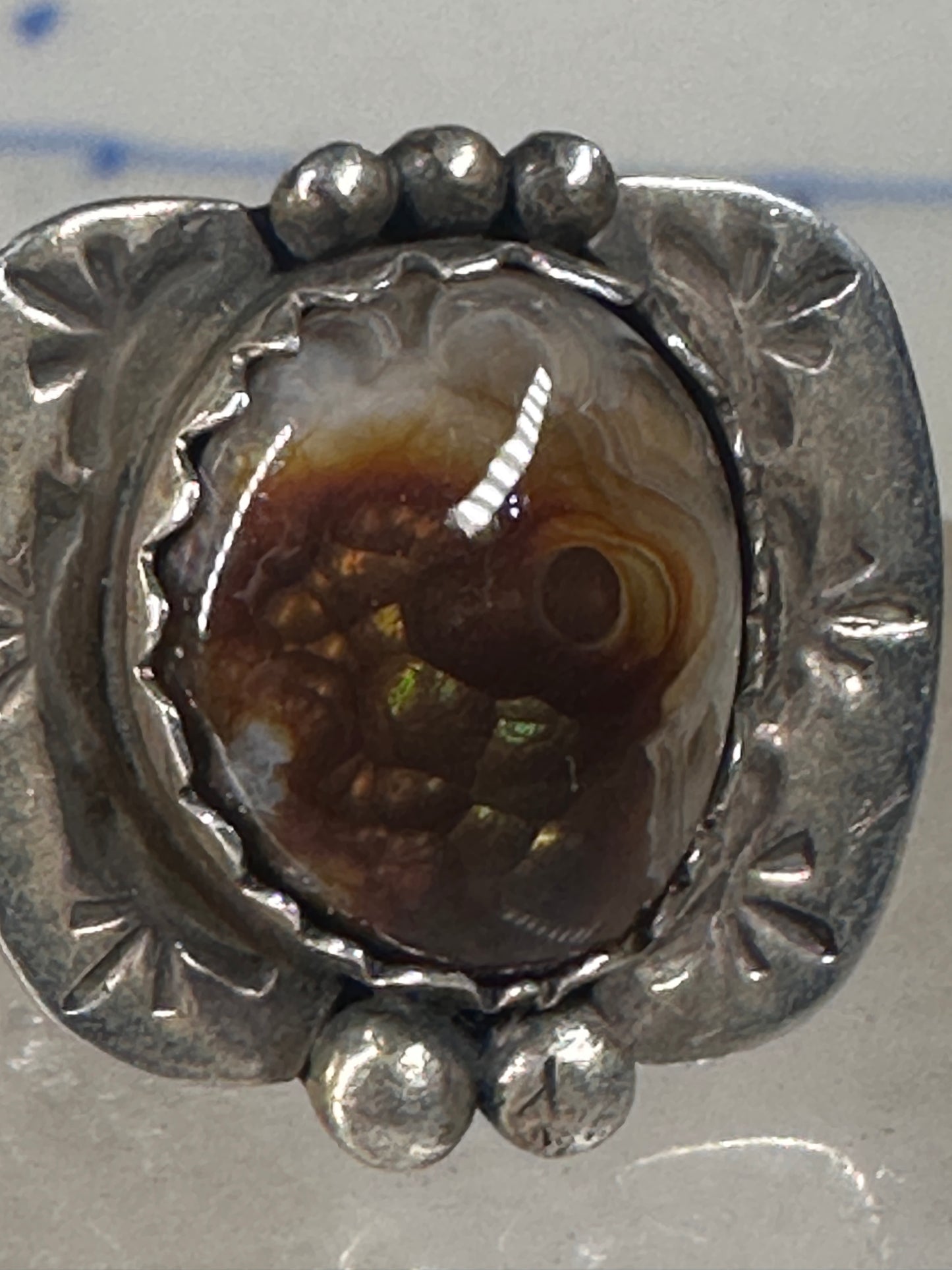 Fire Agate ring Navajo tribal sterling silver size 6.25 women