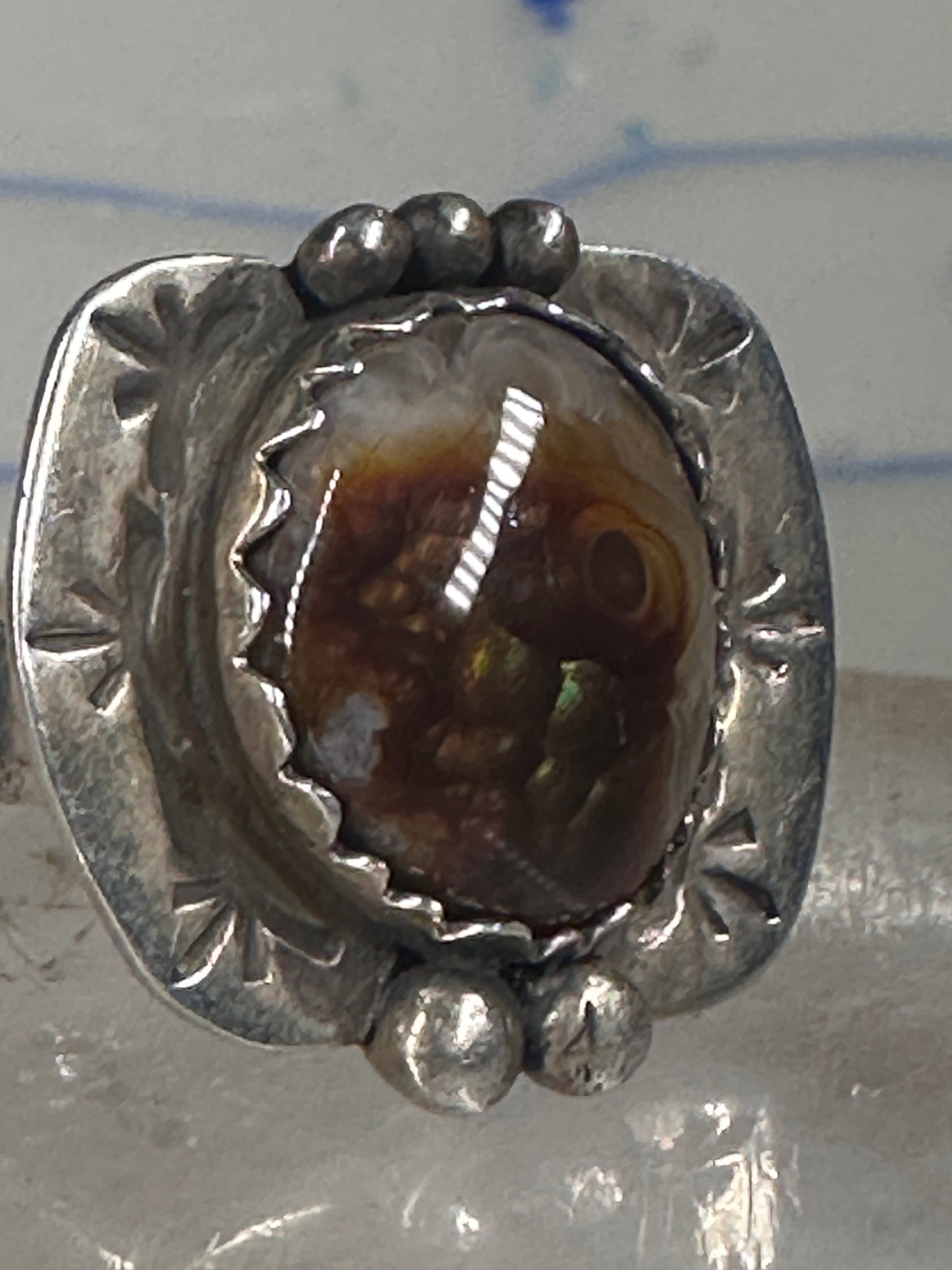 Fire Agate ring Navajo tribal sterling silver size 6.25 women