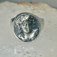Classical face ring Art Deco figurative size 9 sterling silver women
