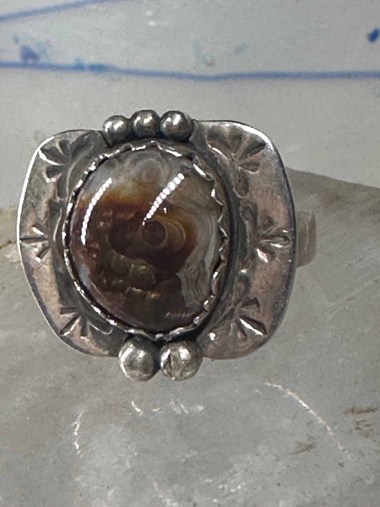 Fire Agate ring Navajo tribal sterling silver size 6.25 women