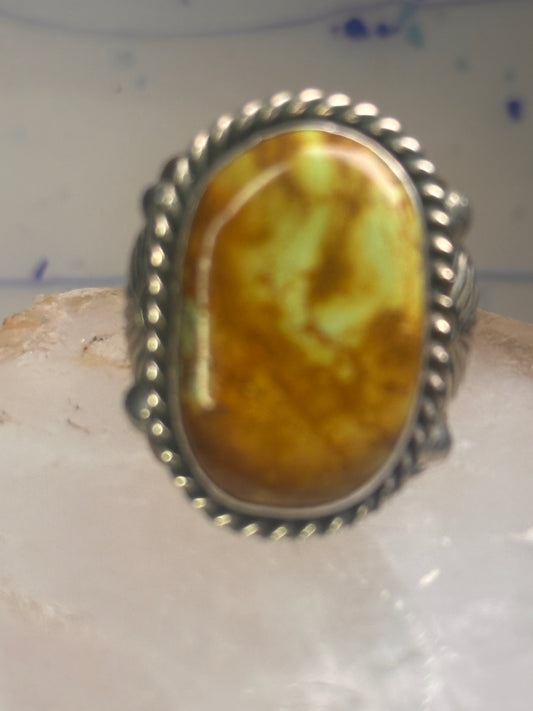 Turquoise ring Navajo sterling silver size 10.75  copper band scalloped  women men
