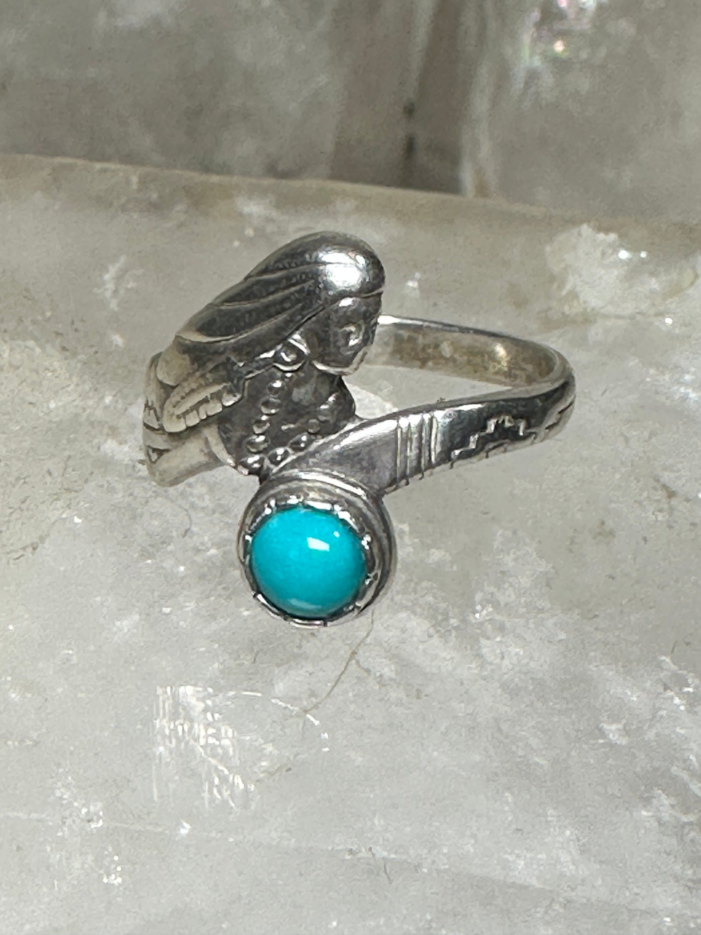 Mermaid ring turquoise size 6.75 sterling silver women