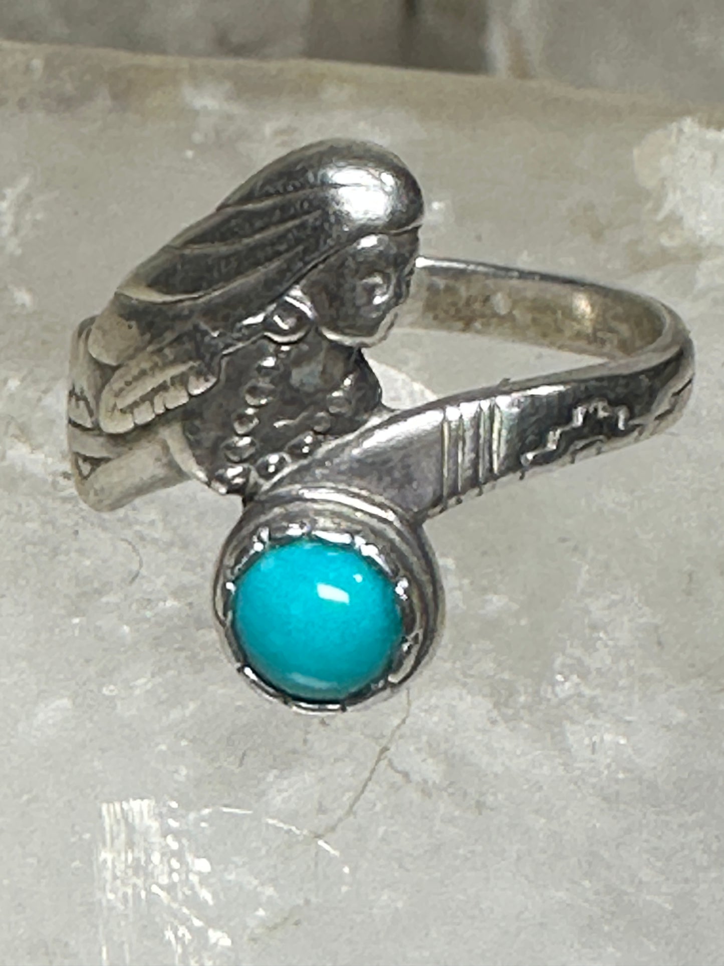 Mermaid ring turquoise size 6.75 sterling silver women