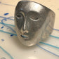 Face ring size 5.75 classic figurative face Alien Mask Sterling silver women
