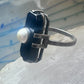 Art Deco ring Onyx pearl mourning band pinky size 5.25 sterling silver women
