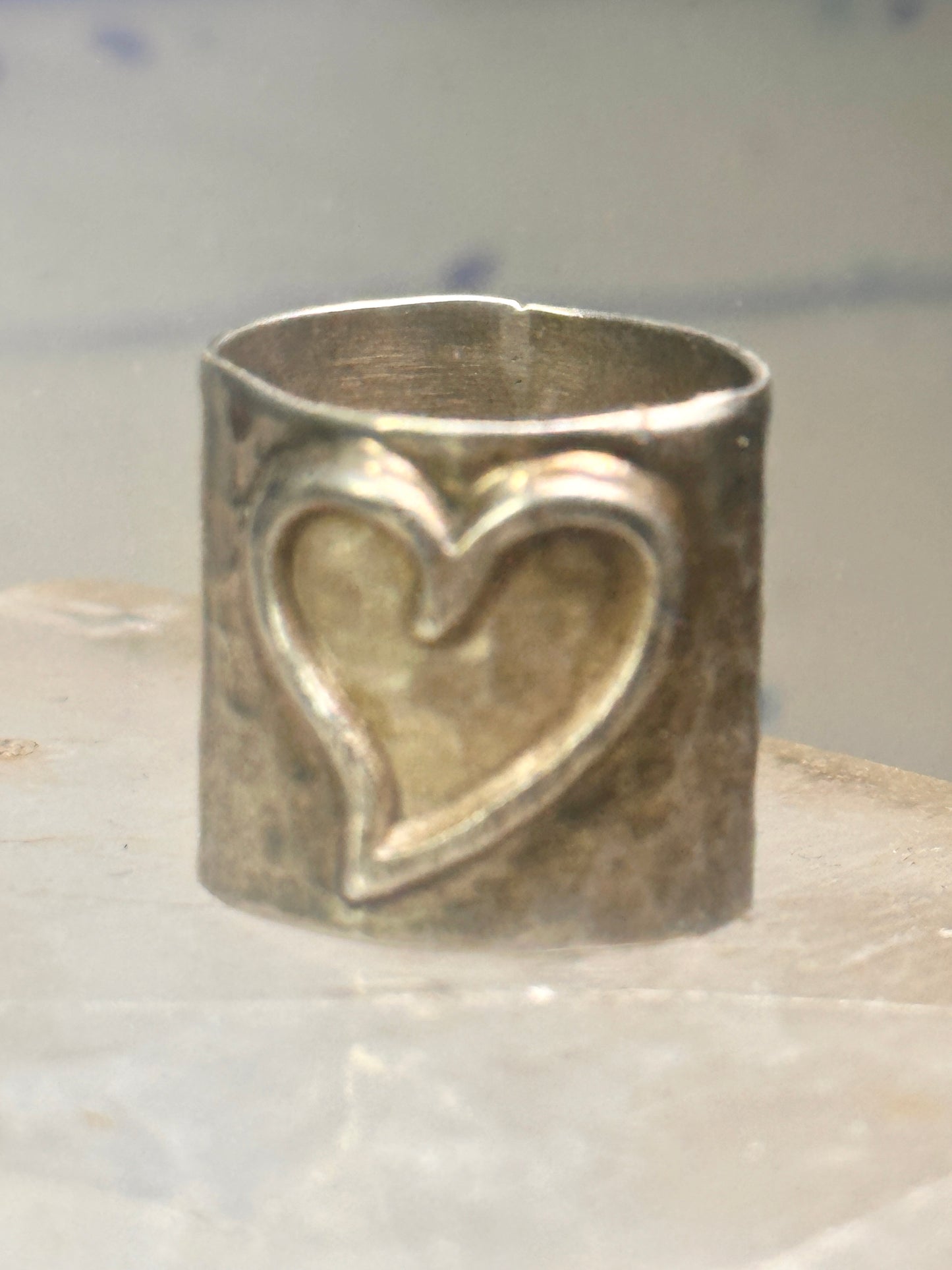 Heart ring Mexico wide band size love Valentine sterling silver women