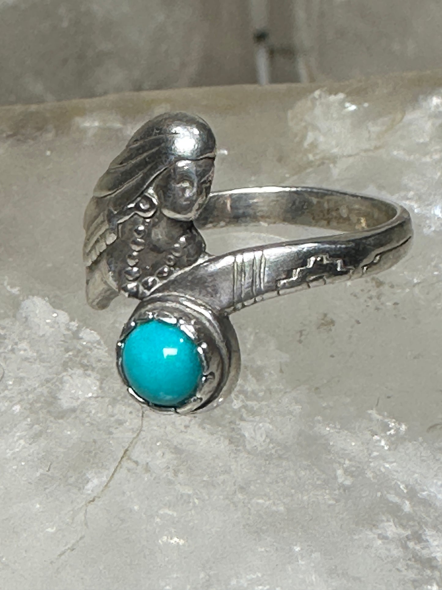 Mermaid ring turquoise size 6.75 sterling silver women