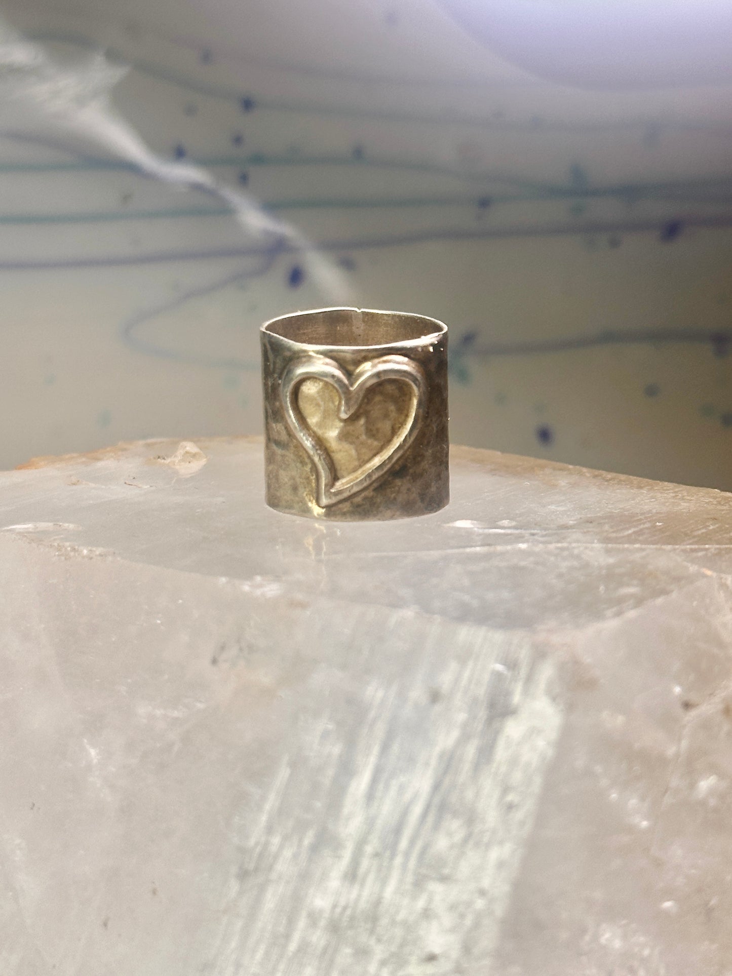 Heart ring Mexico wide band size love Valentine sterling silver women