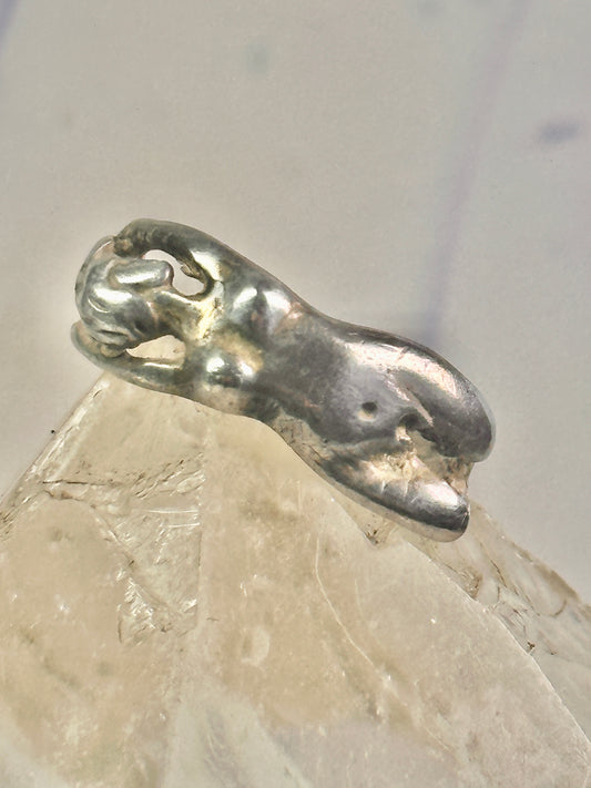 Nude lady ring figurative pinky band size 4.25 sterling silver women