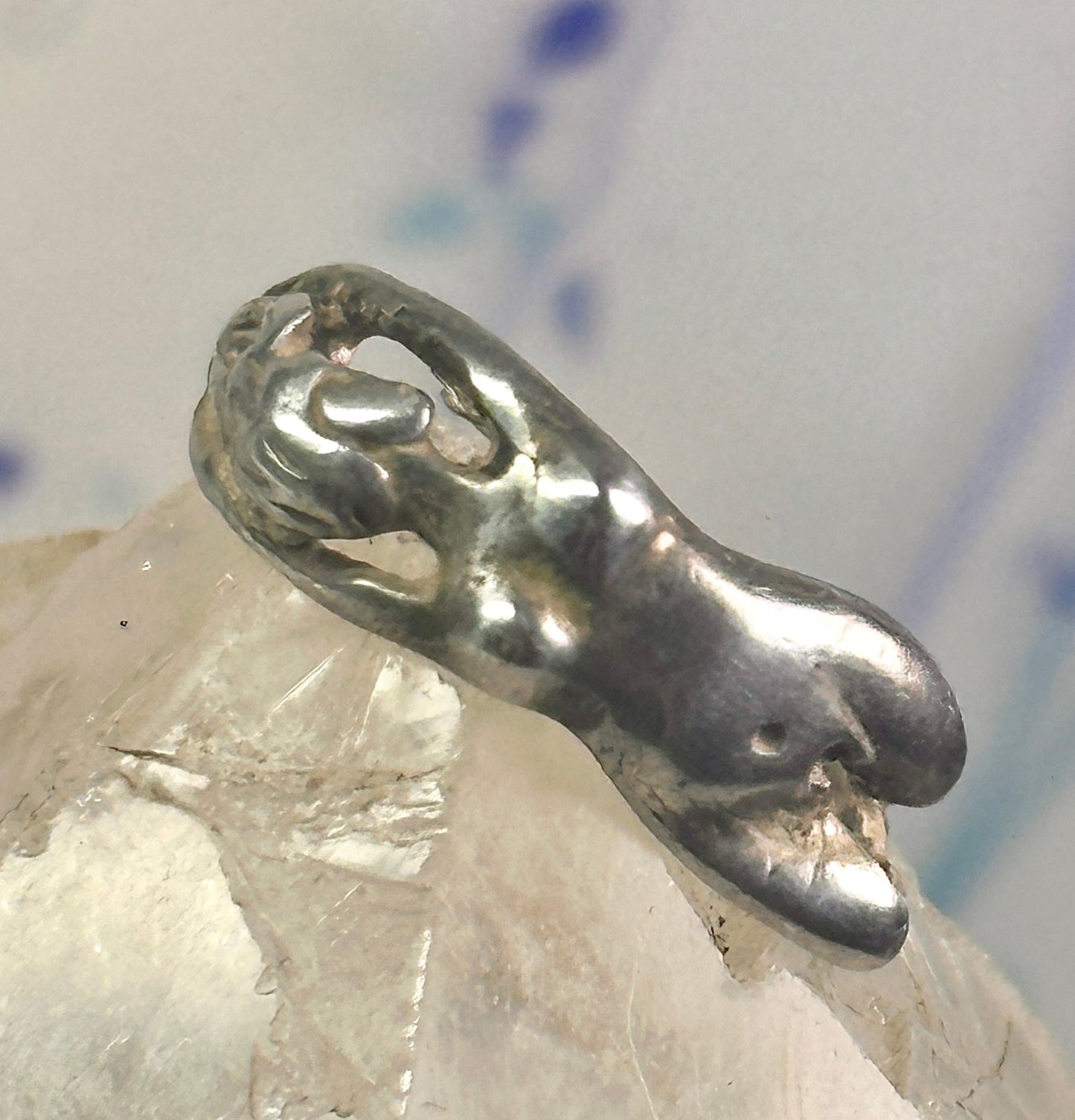Nude lady ring figurative pinky band size 4.25 sterling silver women