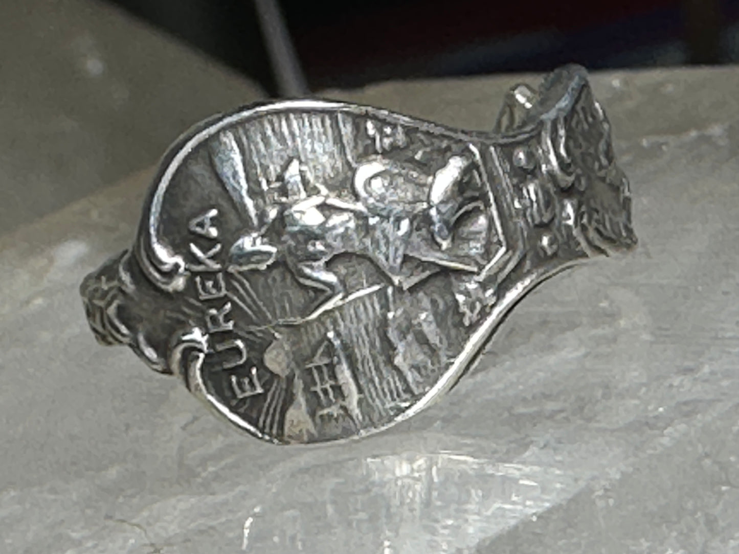 Eureka California spoon ring Mission ring Humboldt State Capital band size 5.25 sterling silver