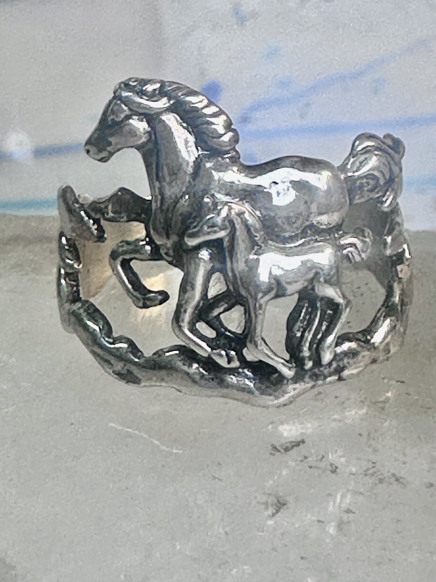 Horse ring w Colt band pinky size 7.75 southwest cowgirl sterling silver women girls
