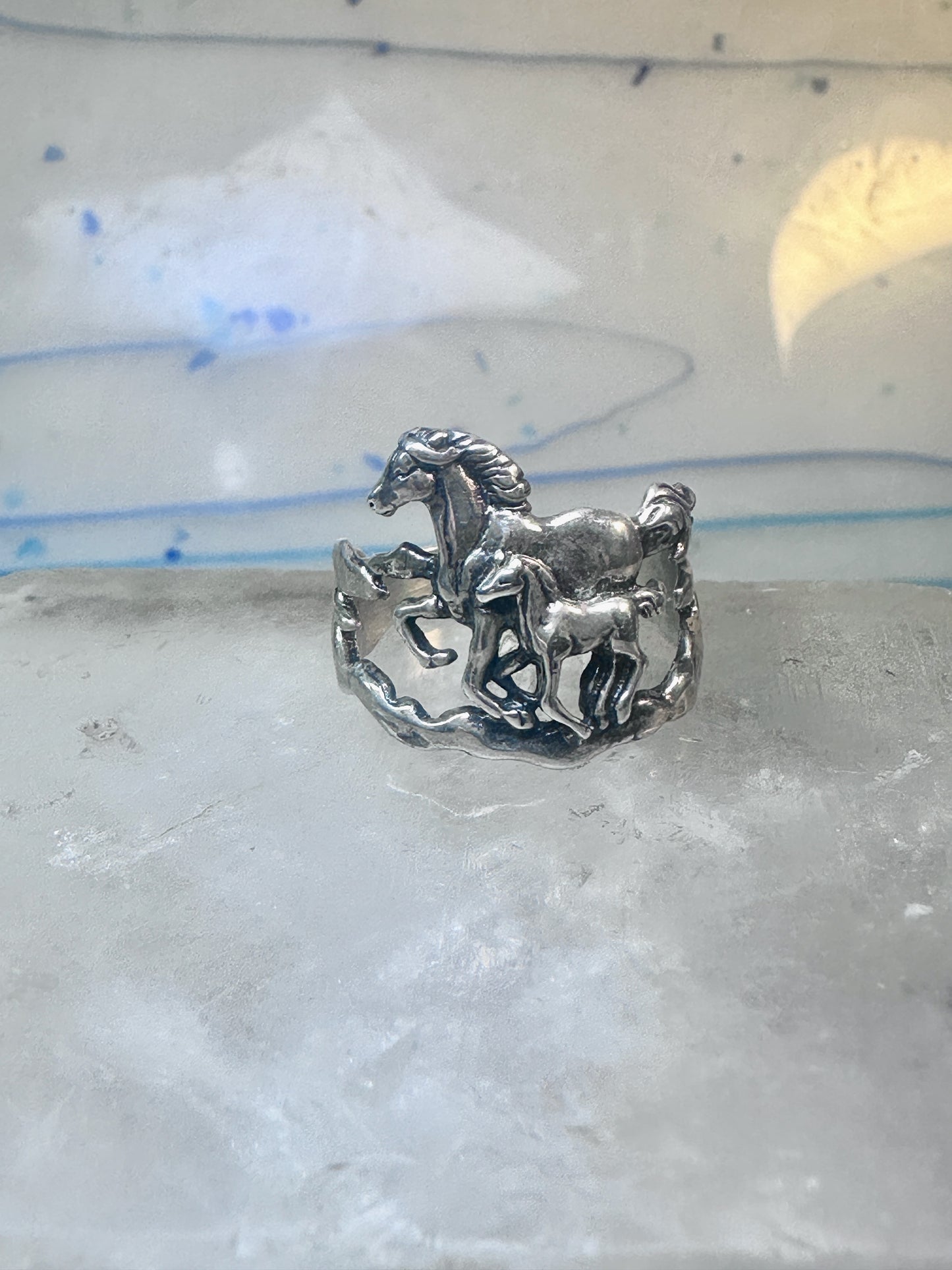 Horse ring w Colt band pinky size 7.75 southwest cowgirl sterling silver women girls