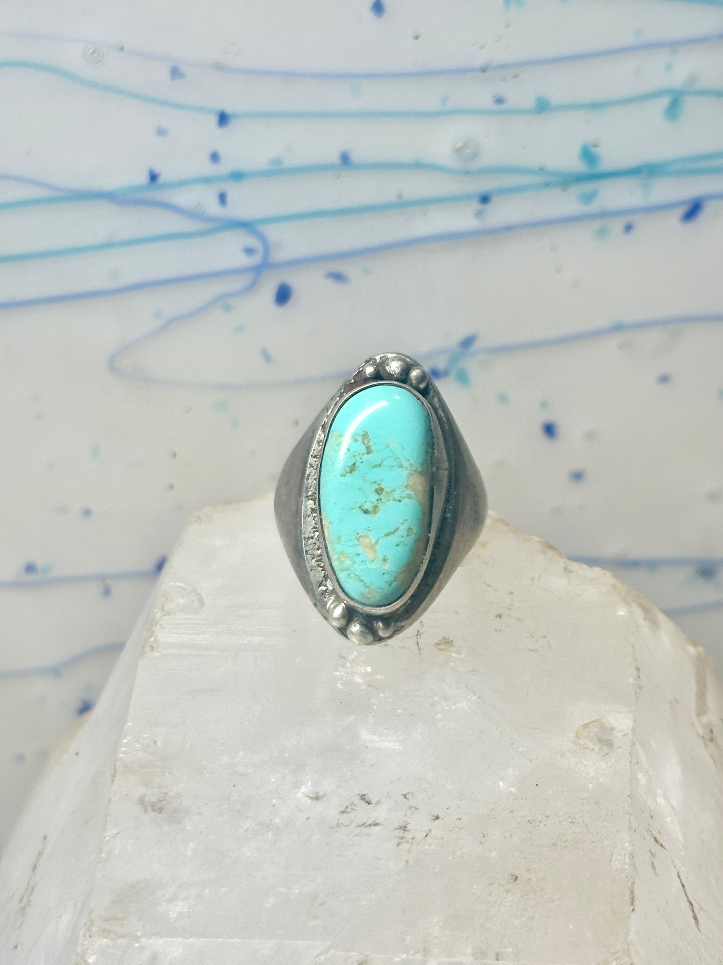 Navajo Turquoise ring size 11 heavy old sterling silver women men