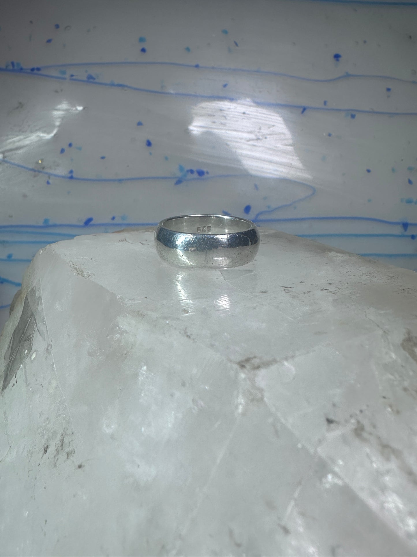 Wedding ring Plain comfort pleasant feel weight band size 8 sterling silver women men