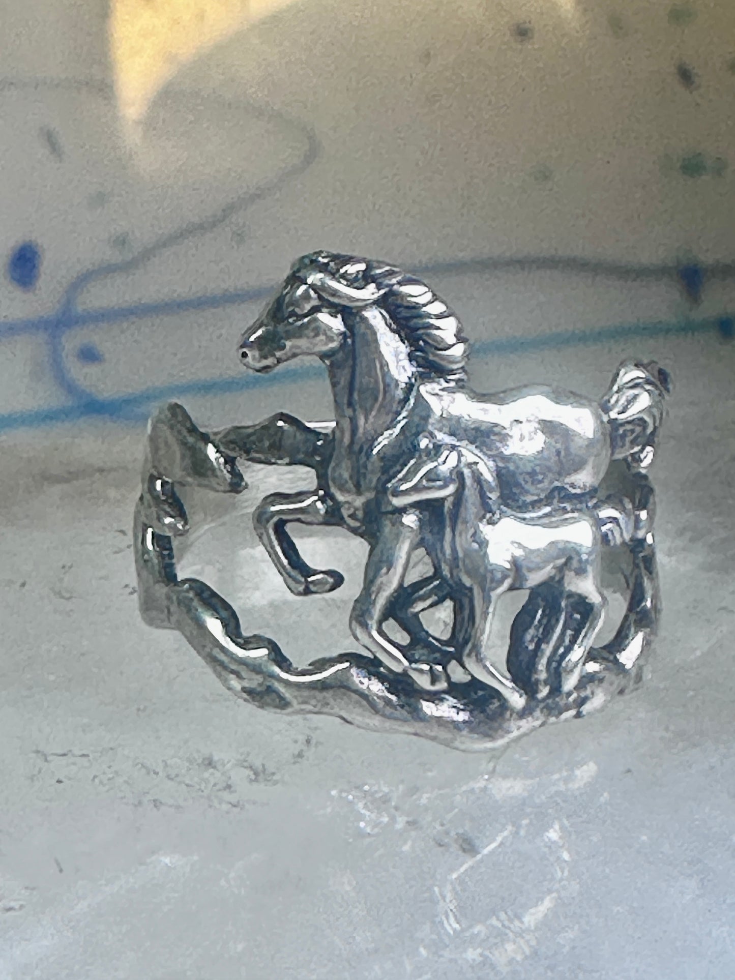 Horse ring w Colt band pinky size 7.75 southwest cowgirl sterling silver women girls