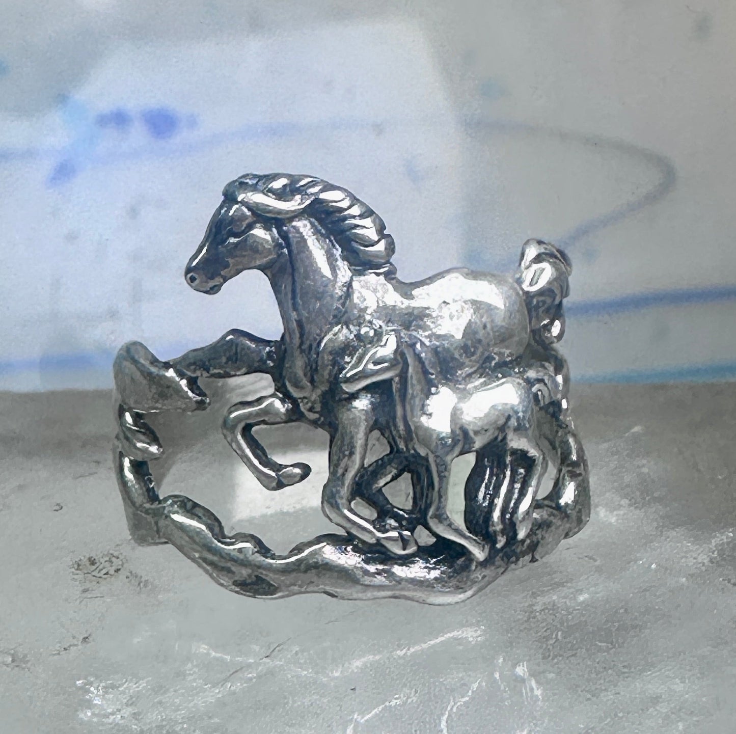 Horse ring w Colt band pinky size 7.75 southwest cowgirl sterling silver women girls