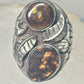 Navajo Fire Agate size 9 leaves sterling silver women men