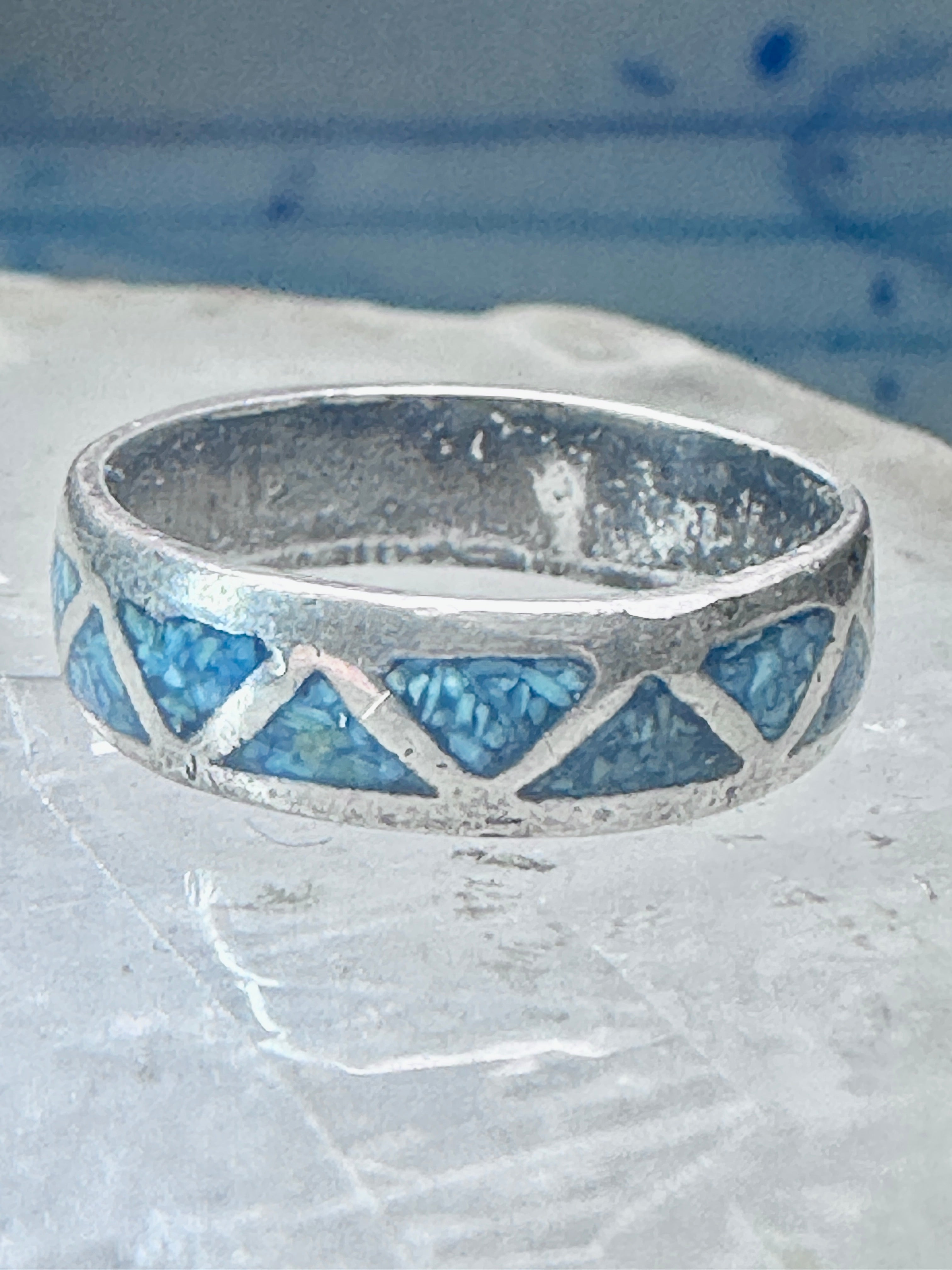Vintage Zuni Turquoise Wedding Band Ring Sterling Silver Men