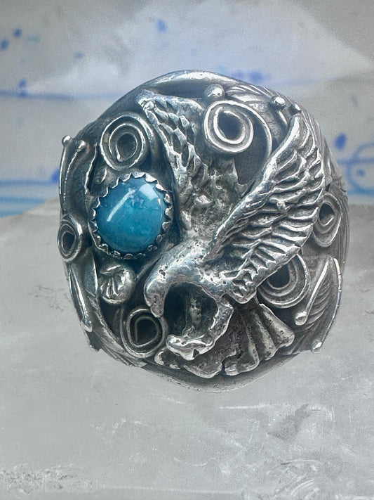 Eagle ring Zuni Patsy Allopowa band sterling silver size 14.75 men