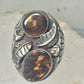 Navajo Fire Agate size 9 leaves sterling silver women men