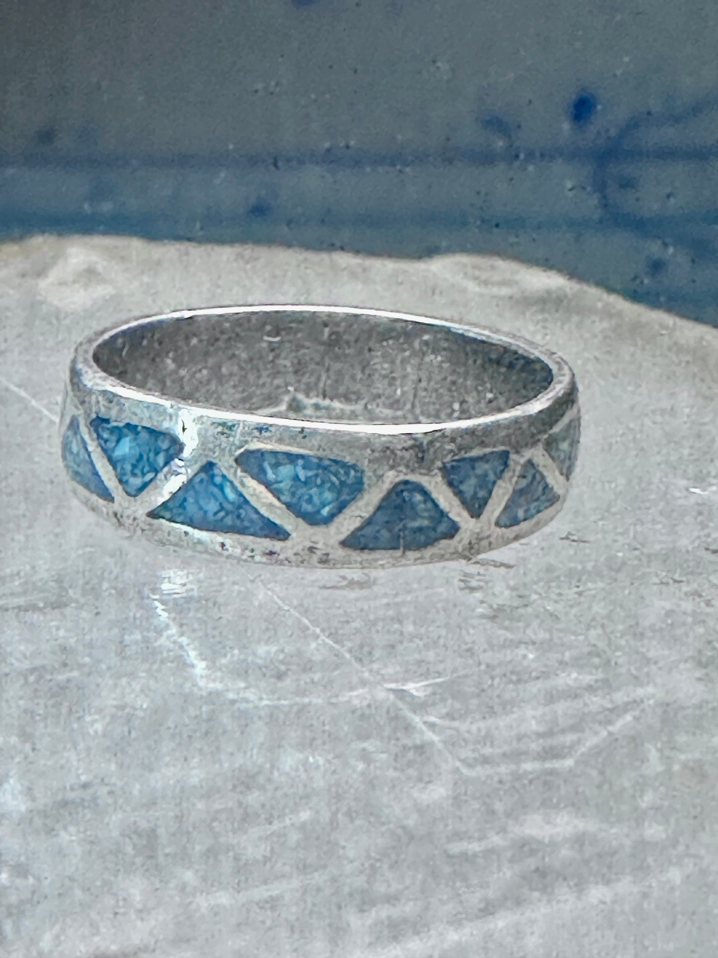 Zuni ring wedding band turquoise size 6 sterling silver women men