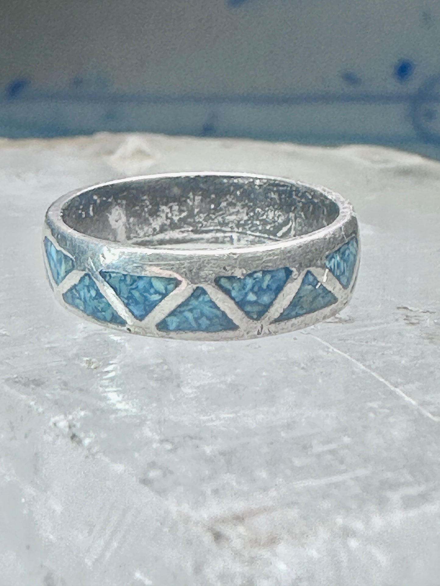 Zuni ring wedding band turquoise size 6 sterling silver women men