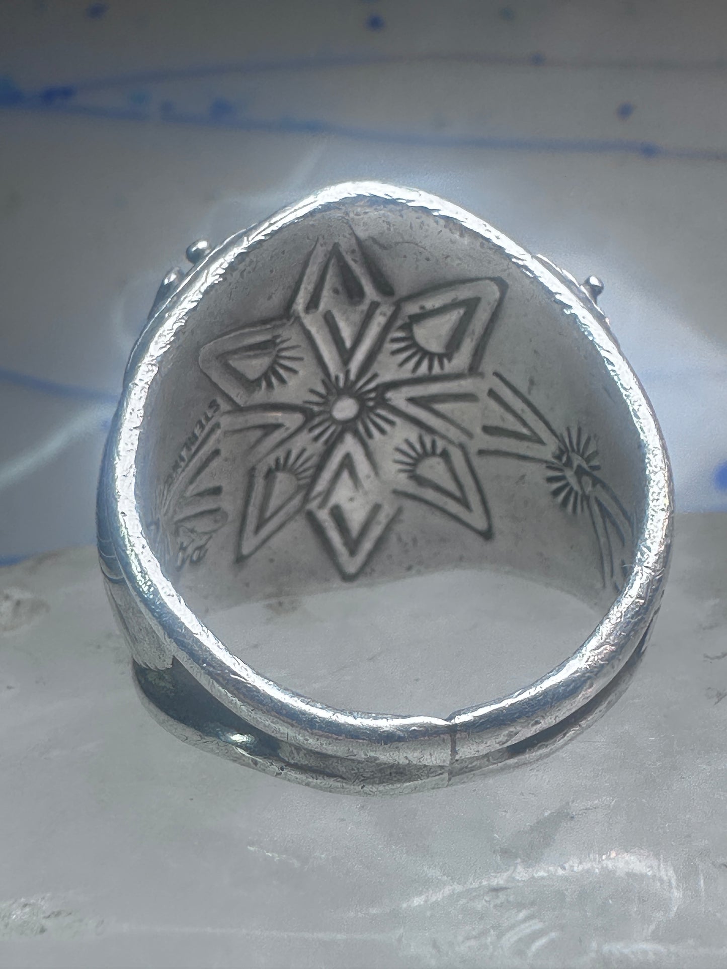 Eagle ring Zuni Patsy Allopowa band sterling silver size 14.75 men