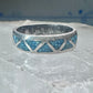 Zuni ring wedding band turquoise size 6 sterling silver women men