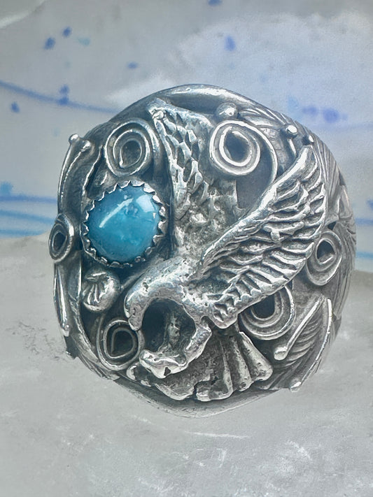 Eagle ring Zuni Patsy Allopowa band sterling silver size 14.75 men