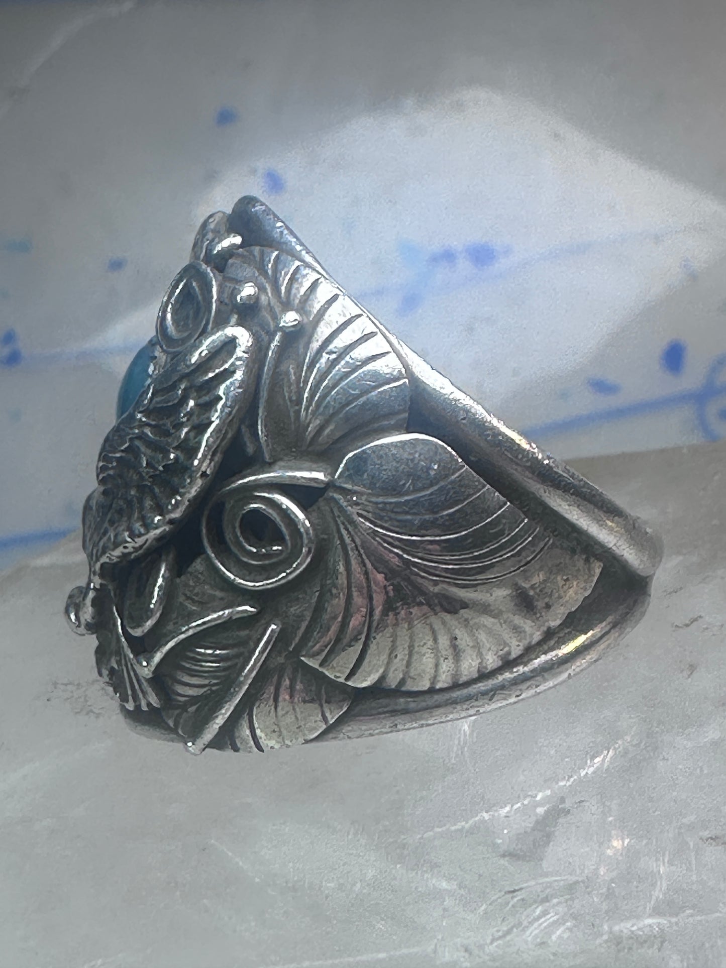 Eagle ring Zuni Patsy Allopowa band sterling silver size 14.75 men