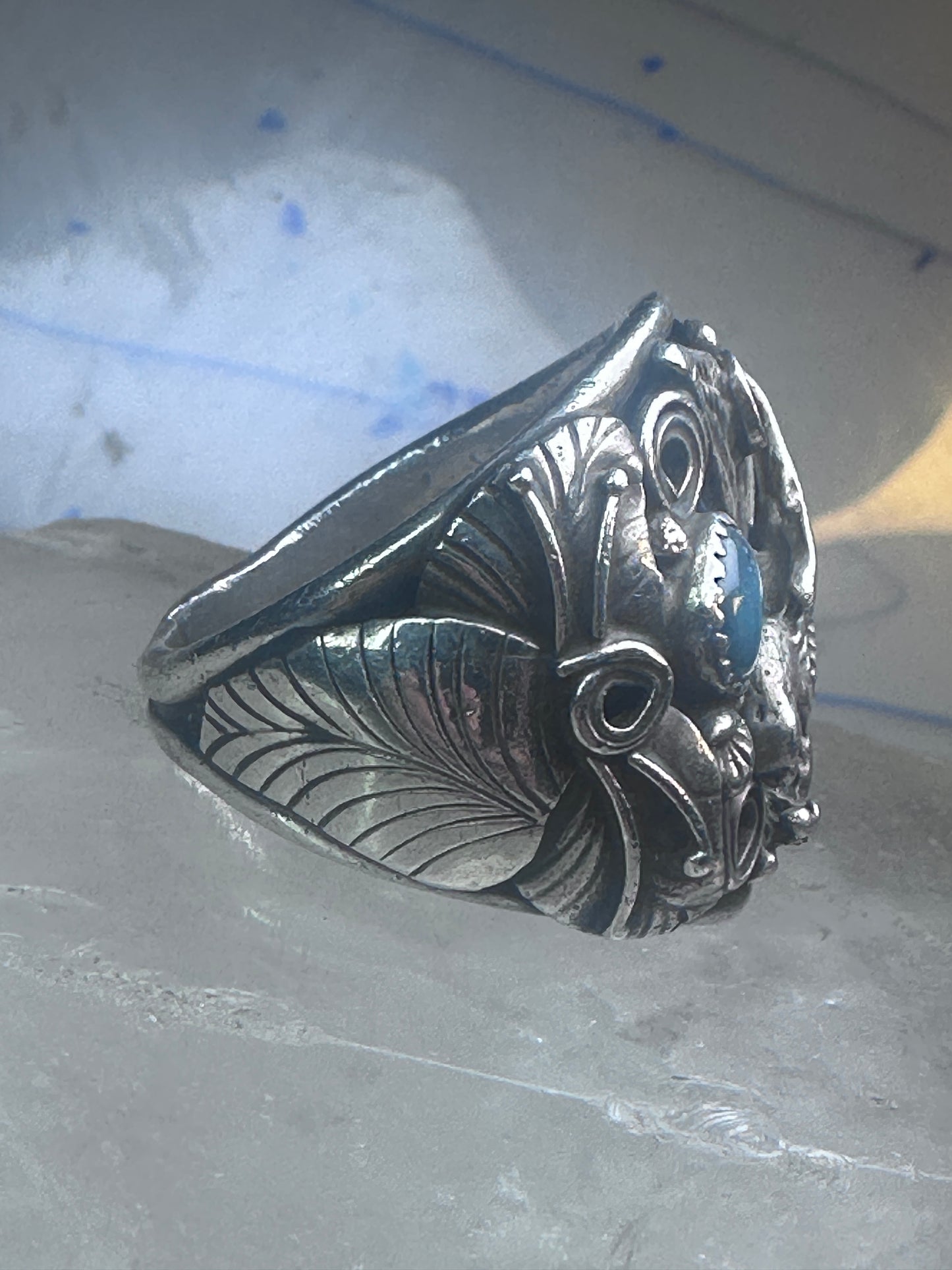 Eagle ring Zuni Patsy Allopowa band sterling silver size 14.75 men