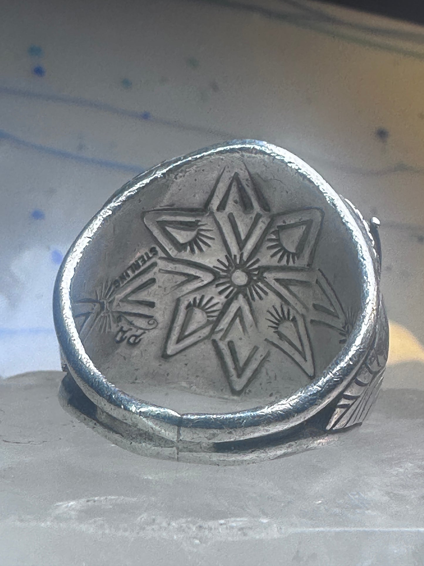 Eagle ring Zuni Patsy Allopowa band sterling silver size 14.75 men