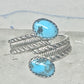 Turquoise Bypass Ring Southwest Band Sterling Silver women size 7.50