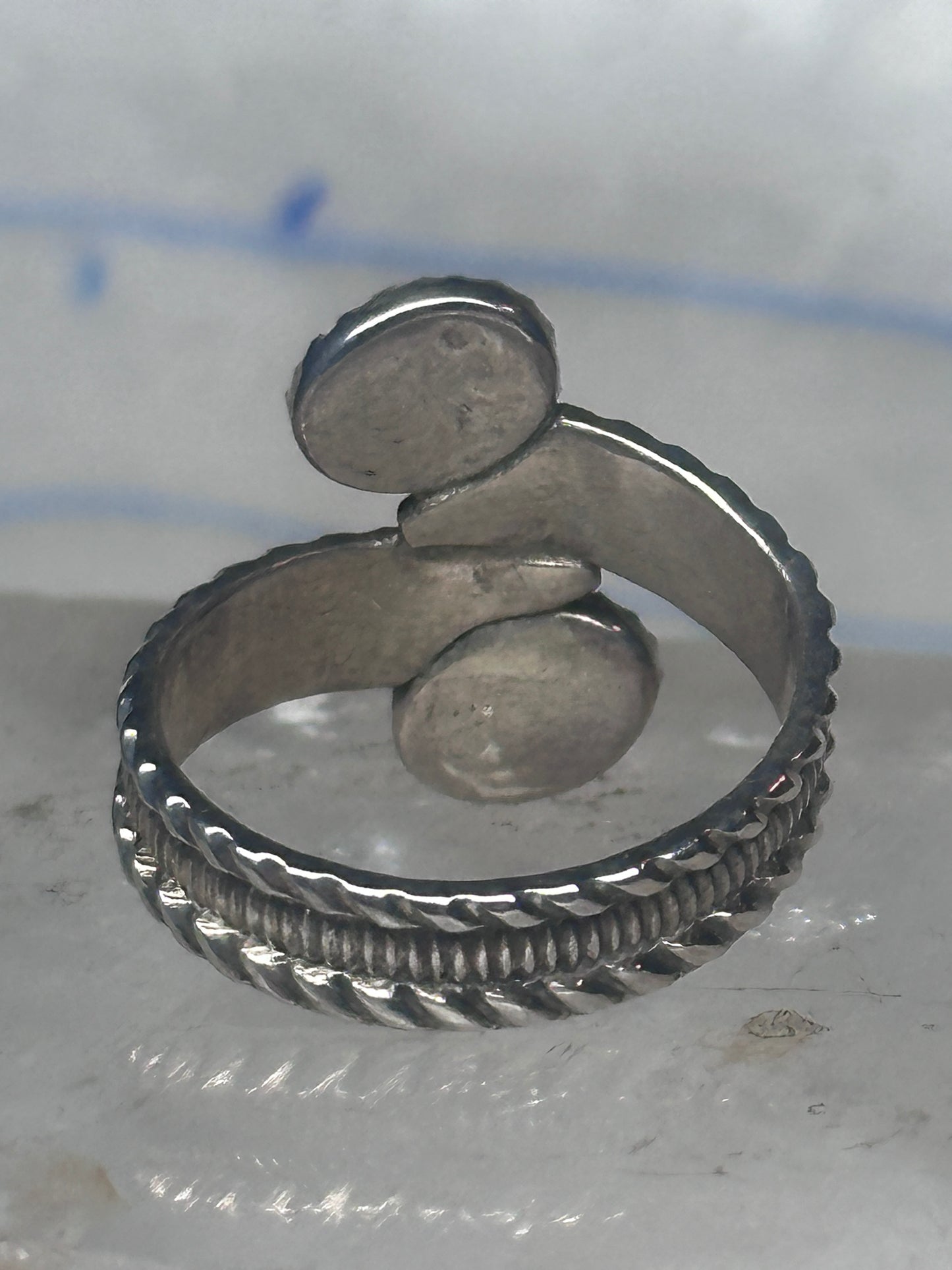 Turquoise Bypass Ring Southwest Band Sterling Silver women size 7.50