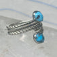 Turquoise Bypass Ring Southwest Band Sterling Silver women size 7.50