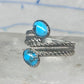 Turquoise Bypass Ring Southwest Band Sterling Silver women size 7.50