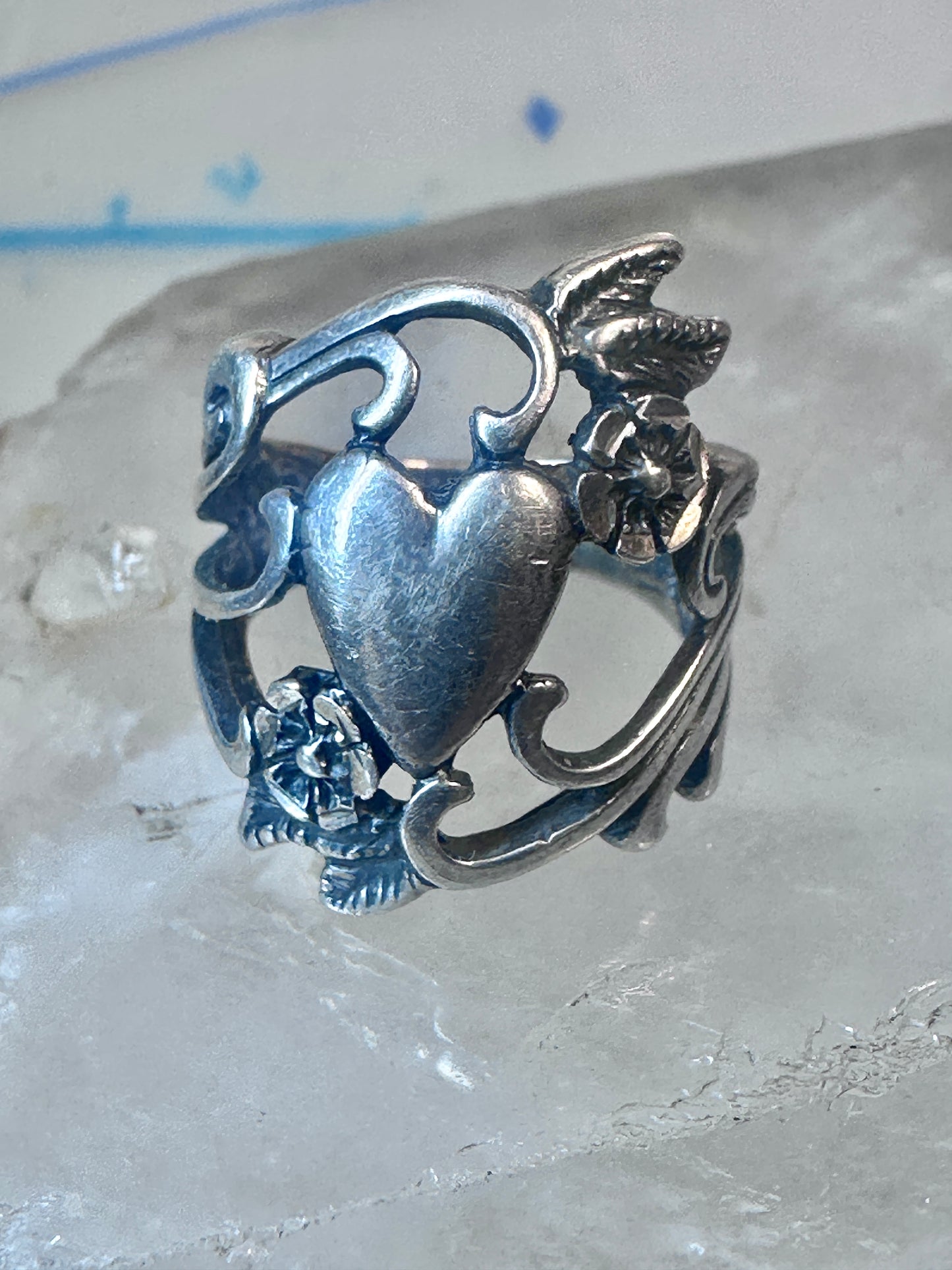 Heart ring Navajo love band Valentine pinky sterling silver size 4.25 women girls