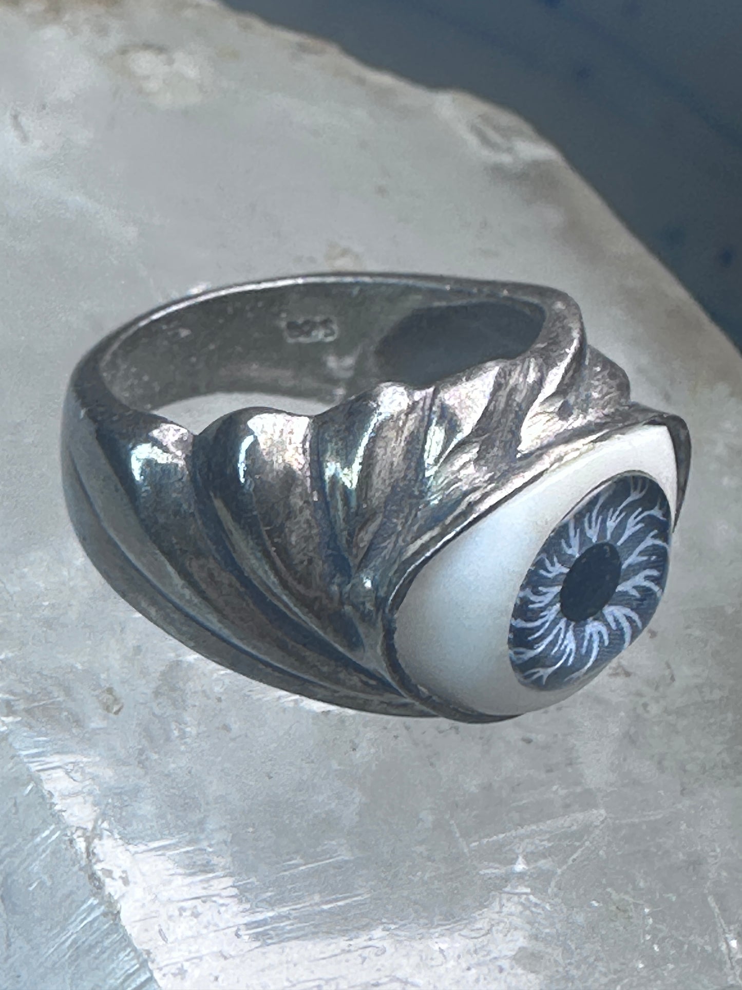 Vintage Eye ring eyeball band size 9.25 sterling silver women men
