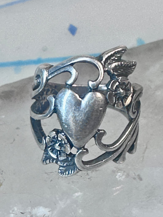 Heart ring Navajo love band Valentine pinky sterling silver size 4.25 women girls