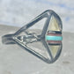 Vintage Zuni Mother of Pearl Inlay Band Ring - Sterling Silver - Size 6.25